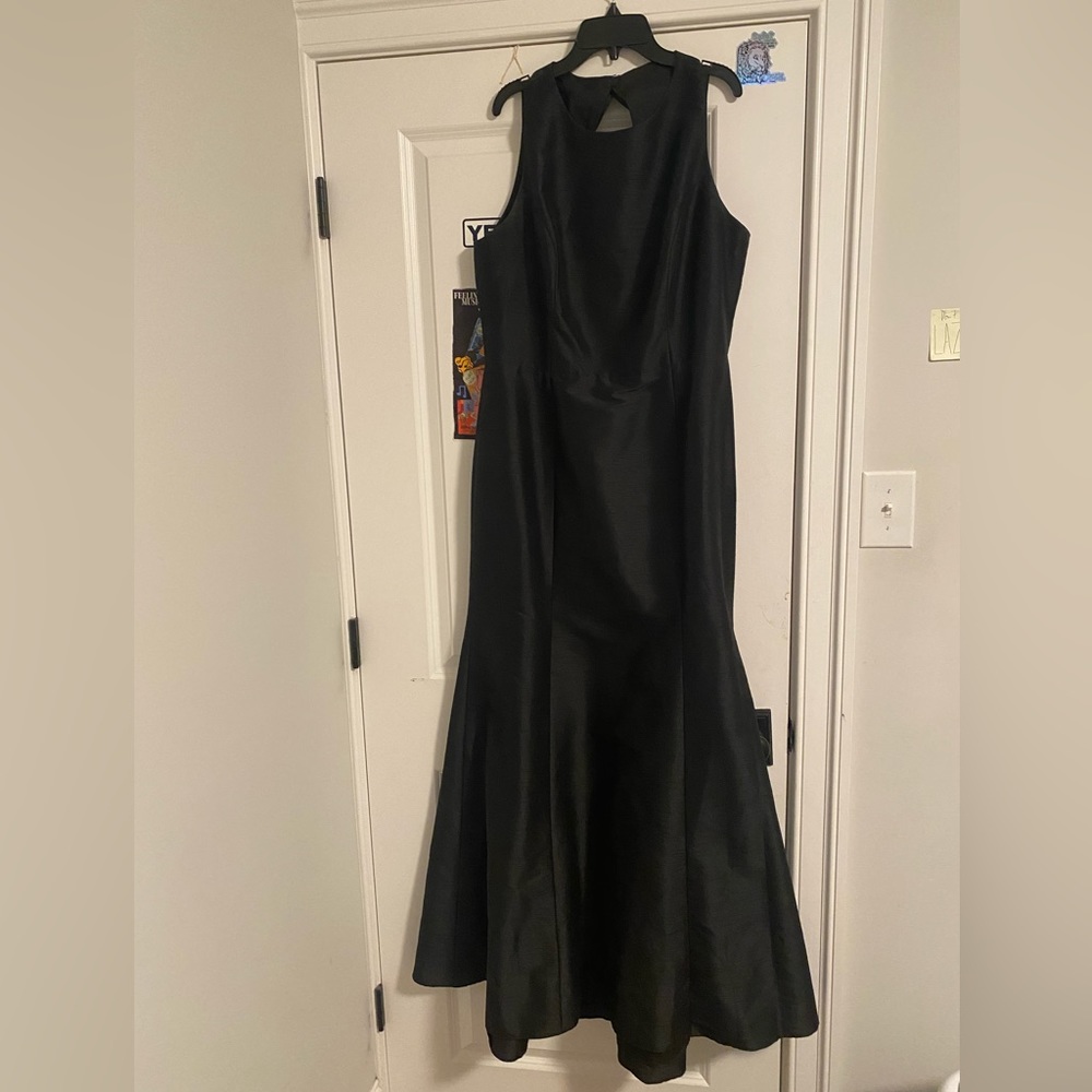 Backless Mermaid fit black dress with a BOW
